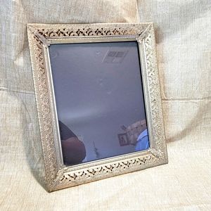 8x10 Vtg Brass Gold Metal filigree frame Open Lattice Hollywood Regency style